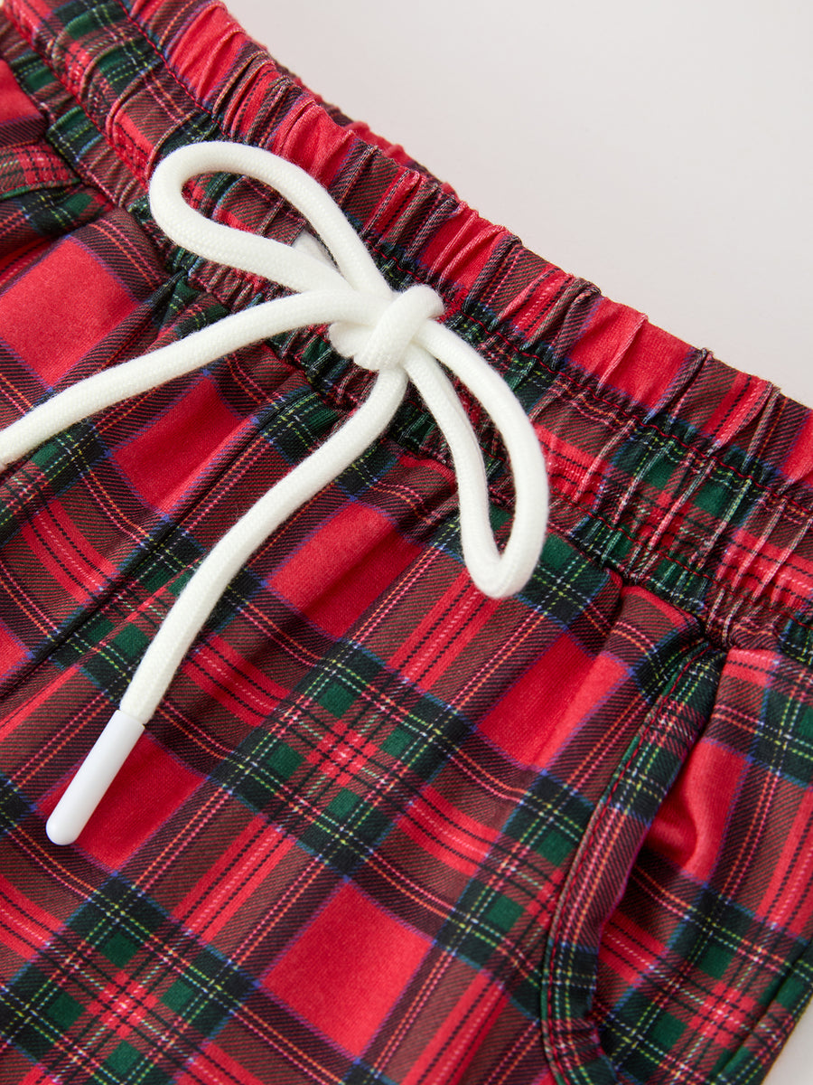 Christmas Boys Smocked Puppy Plaid Pants Set