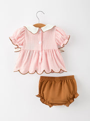 Christmas Girls Gingerbread Peter Pan Collar Bloomer Set