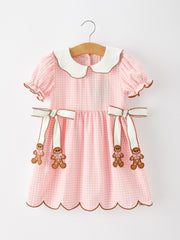 Christmas Girls Gingerbread Peter Pan Collar Dress