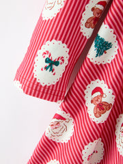 Christmas Girls' Santa and Tree Striped Dress