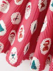 Christmas Girls' Santa and Tree Striped Dress