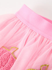 Fall Girls Pink Pumpkin Appliqué Tulle Skirt