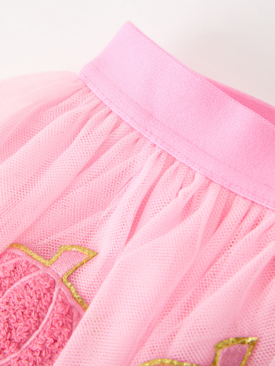 Fall Girls Pink Pumpkin Appliqué Tulle Skirt