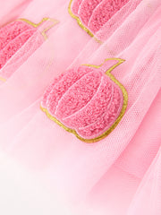 Fall Girls Pink Pumpkin Appliqué Tulle Skirt