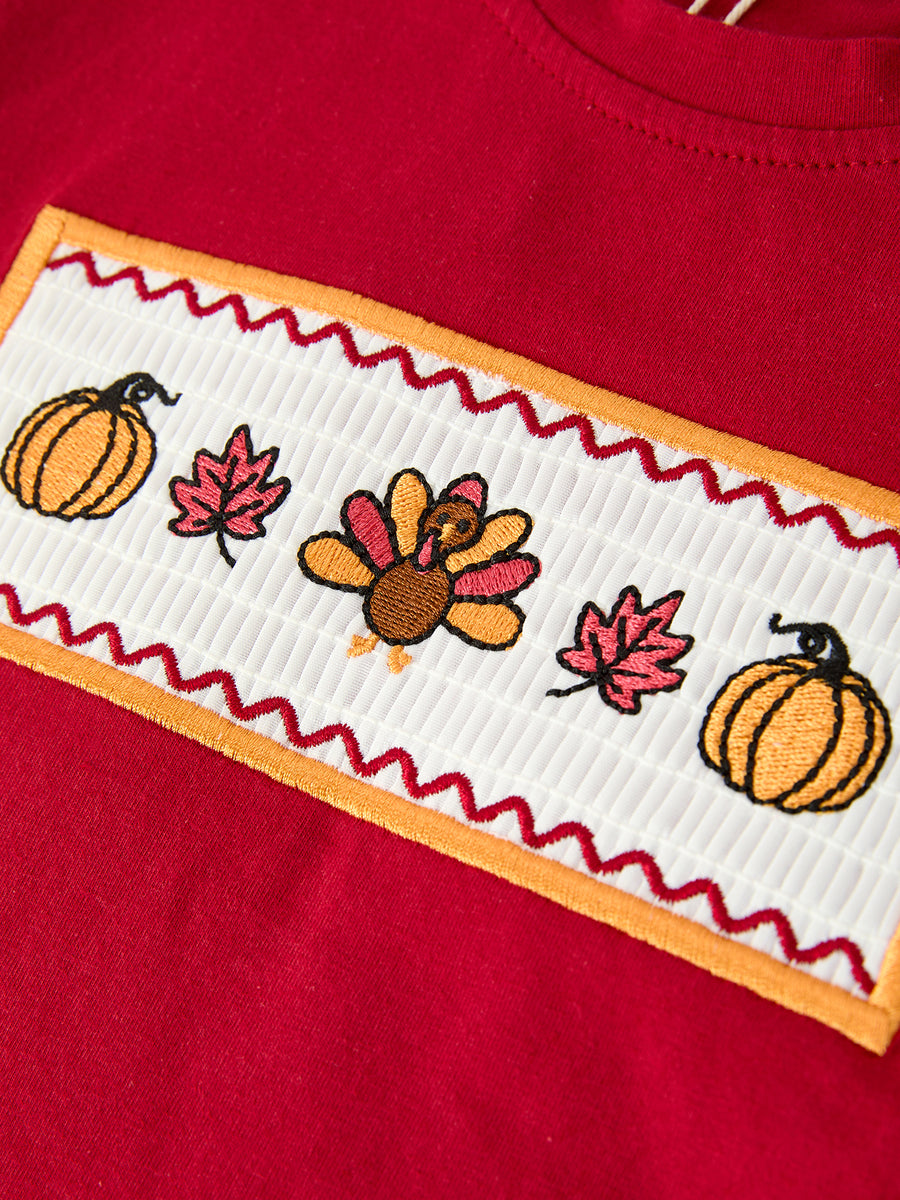 Boy Thanksgiving Pumpkin Turkey Maple Leaf Outfit Set