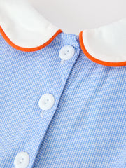 Fall Girls Plaid Pumpkin Appliqué Peter Pan Collar Dress