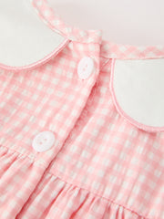 Baby Girls Pink Gingham Duck Embroidered Collar Bloomer Set