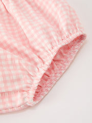 Baby Girls Pink Gingham Duck Embroidered Collar Bloomer Set