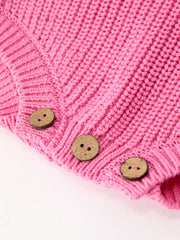 Girls Valentine's Day Pink Love Heart Knit Long Sleeve Romper