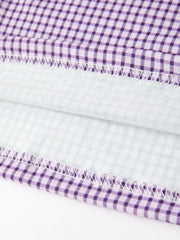 Girls Purple Gingham Floral Embroidered Collar Dress