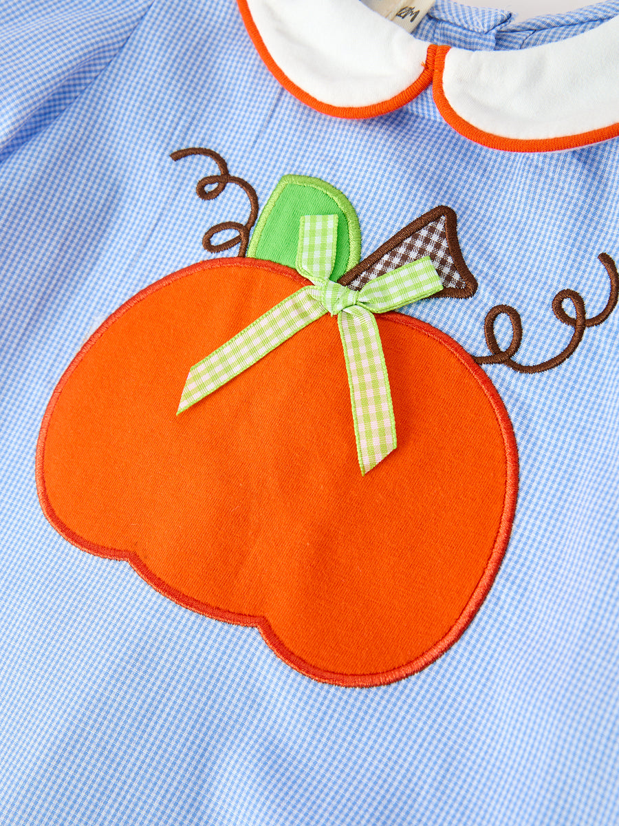 Fall Girls Pumpkin Appliqué Peter Pan Collar Bloomer Set