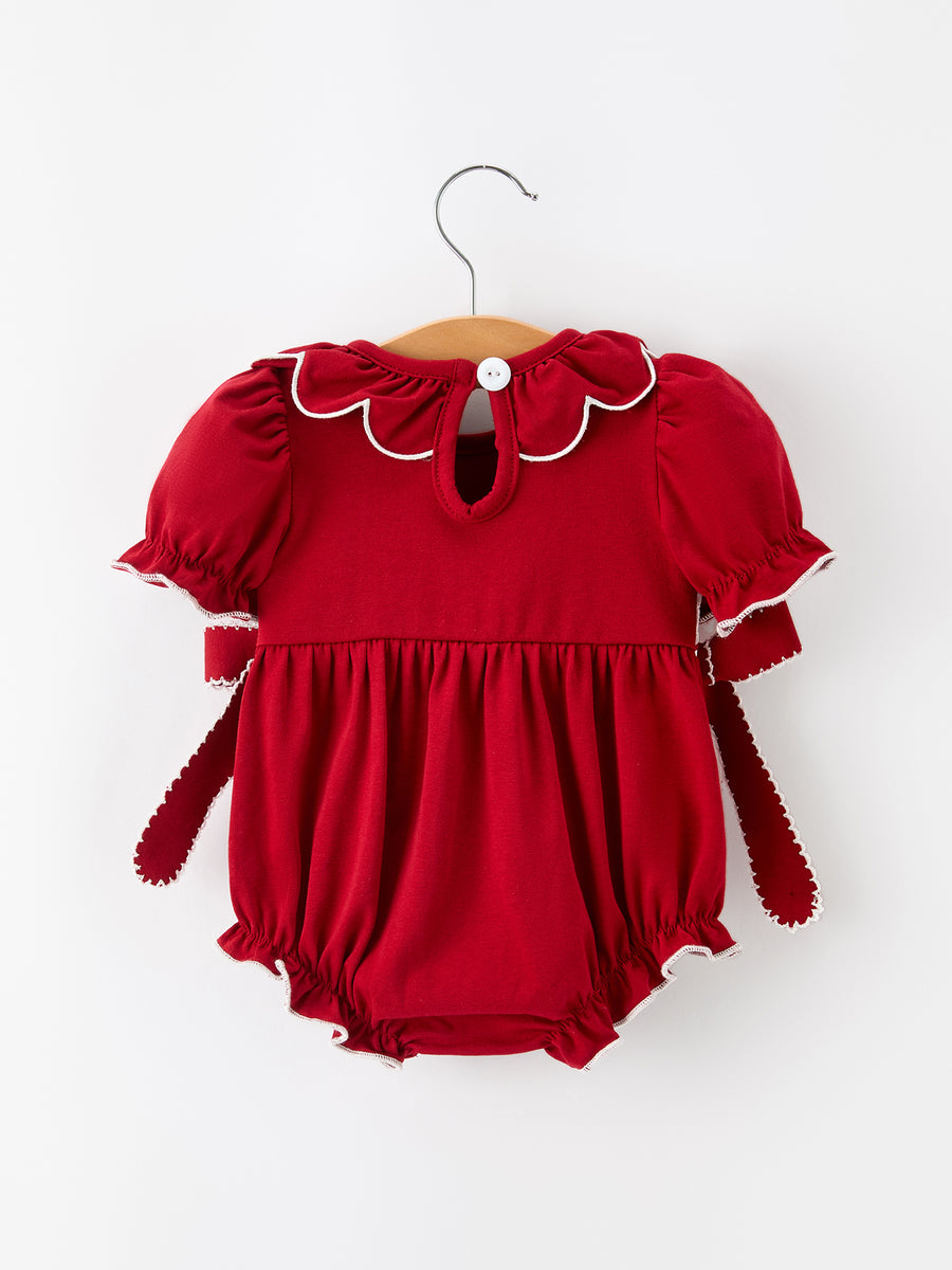 Baby Girls Christmas Reindeer Smocked Bubble Romper