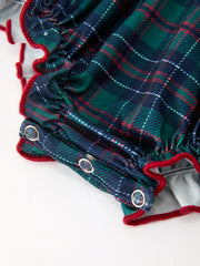 Girls Christmas Plaid Smocked Bubble Romper