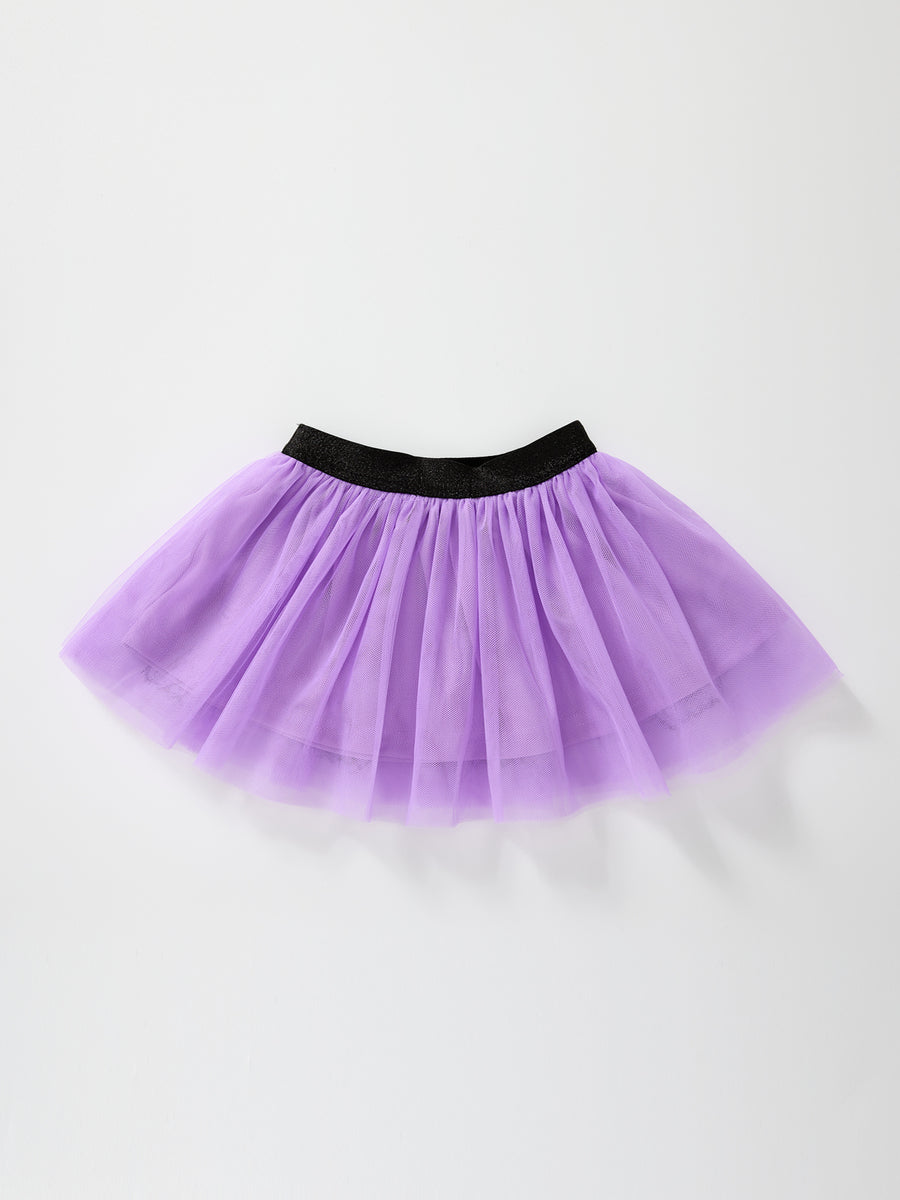 Halloween Girls Purple Ghost Appliqué Tulle Skirt