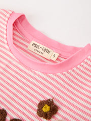 Horse Girl Pink Striped T Shirt And Shorts Set