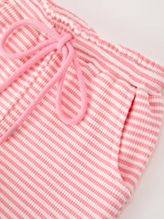 Horse Girl Pink Striped T Shirt And Shorts Set