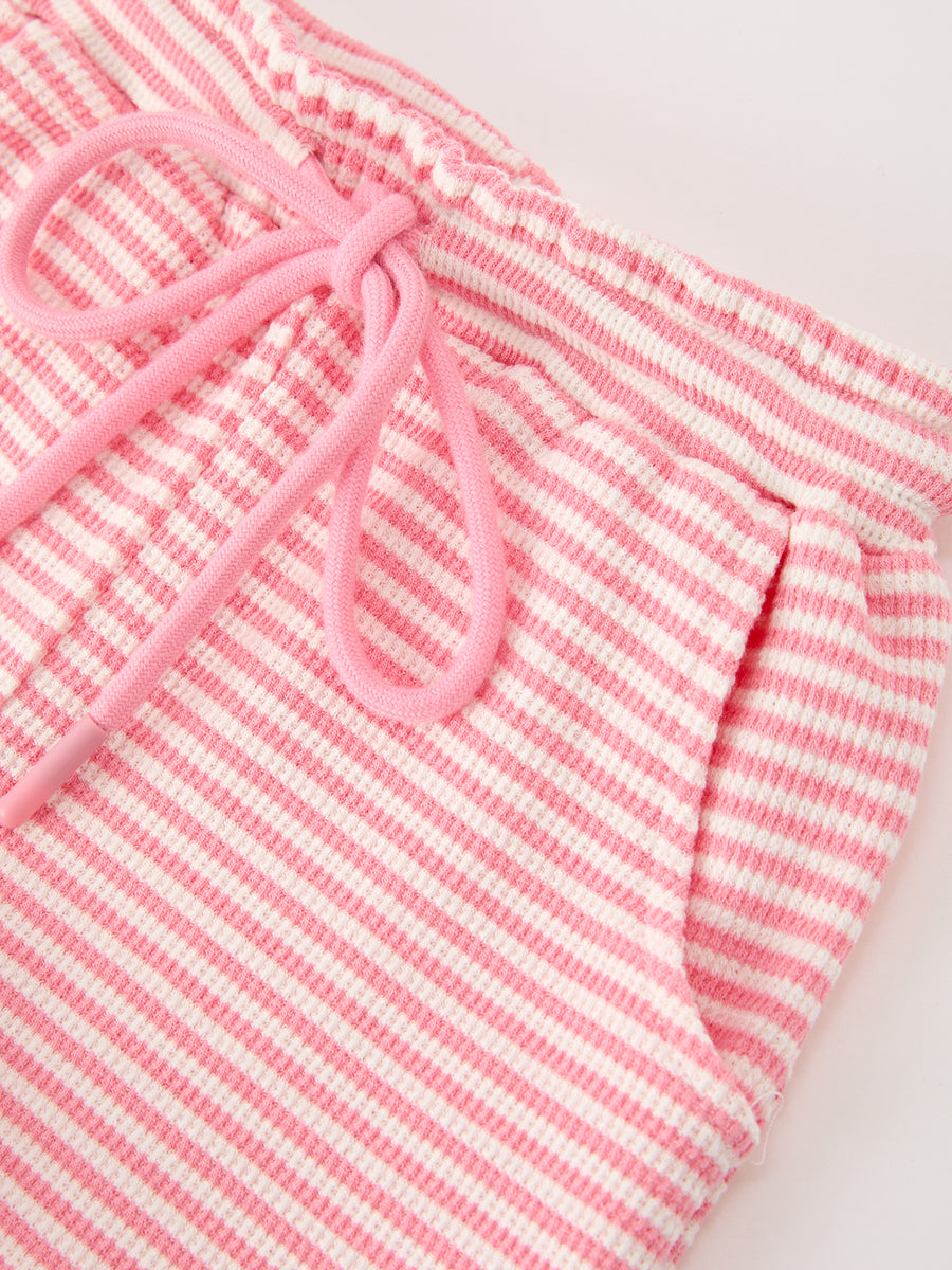 Horse Girl Pink Striped T Shirt And Shorts Set