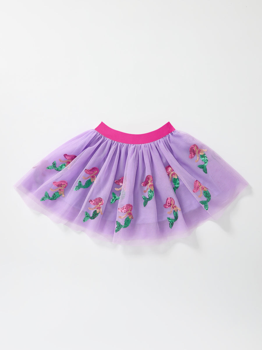 Girls Purple Sequin Ocean Tulle Tutu Skirt