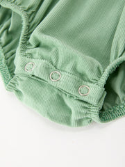 Baby Girls Sage Green Smocked Floral Peter Pan Collar Romper