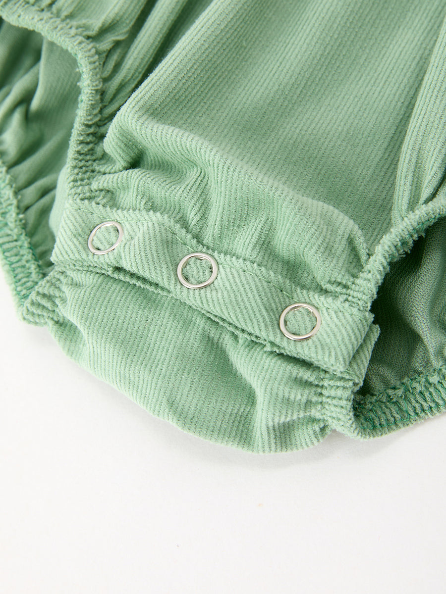 Baby Girls Sage Green Smocked Floral Peter Pan Collar Romper