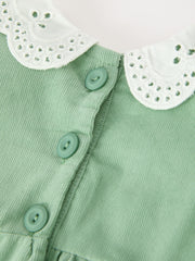 Baby Girls Sage Green Smocked Floral Peter Pan Collar Romper