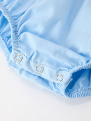 Christmas Nativity Embroidered Baby Boy Blue Smocked Romper