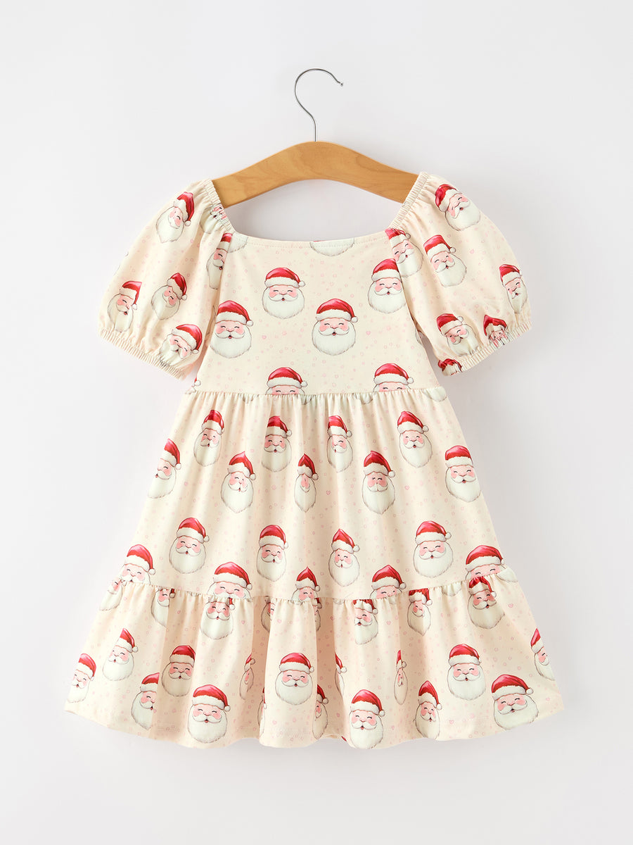 Santa Claus Puff Sleeve Girls' Dress