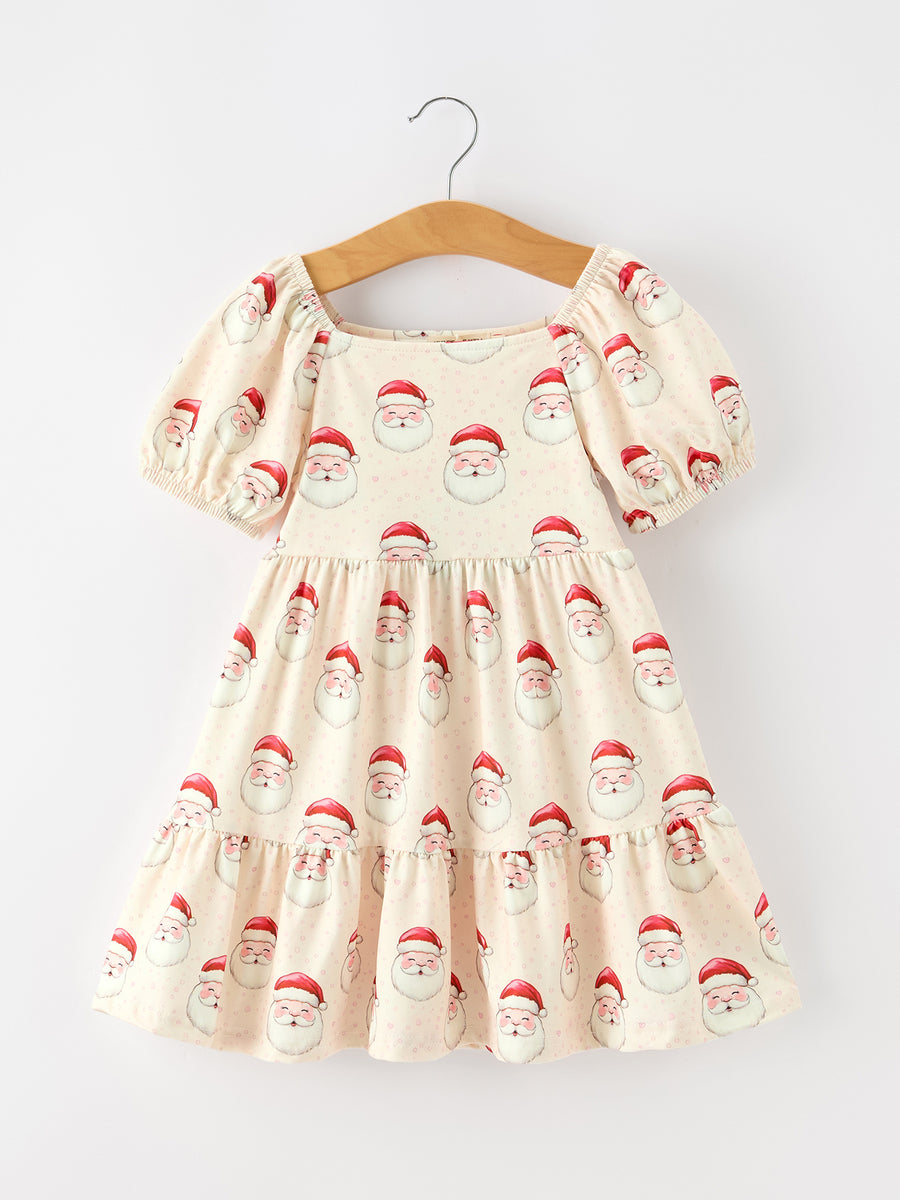 Santa Claus Puff Sleeve Girls' Dress