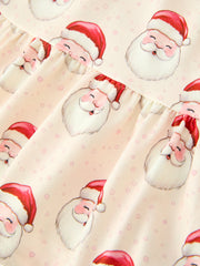Santa Claus Puff Sleeve Girls' Dress