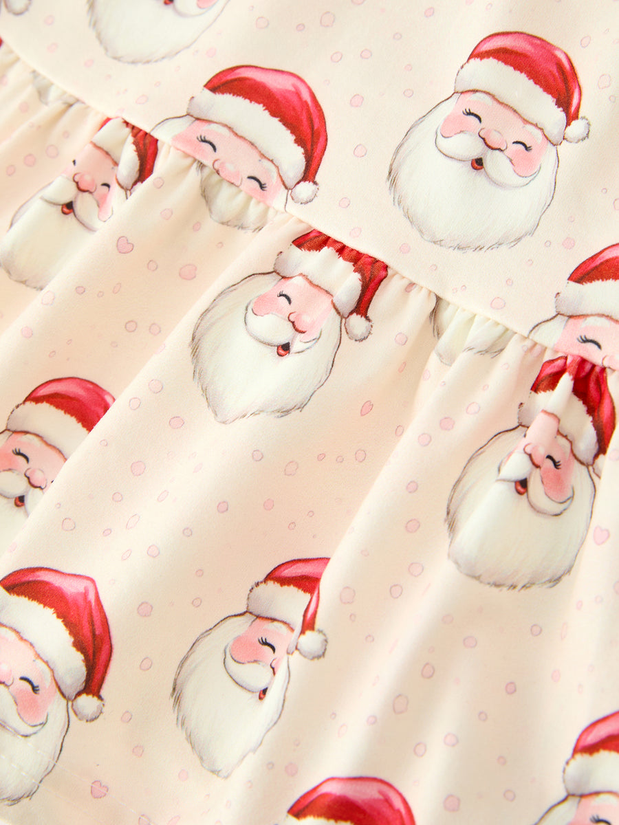 Santa Claus Puff Sleeve Girls' Dress