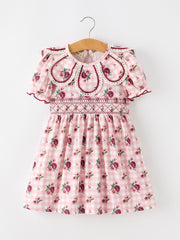 Fall Toddler Girls Vintage Smocked Floral Dress