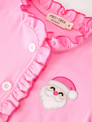 Christmas Santa Girls Pink Ruffle Pajama Set