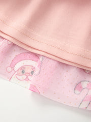 Girls Pink Christmas Santa Candy Cane Print Tutu Skirt