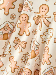 Christmas Gingerbread Cookie Girls Long Sleeve Twirl Dress