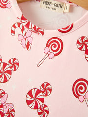 Girls Christmas Peppermint Candy Long Sleeve Twirl Dress