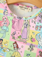 Girls Colorful Character Print Long Sleeve Twirl Dress