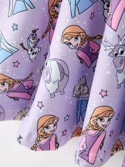 Girls Lavender Winter Print Long Sleeve Twirl Dress