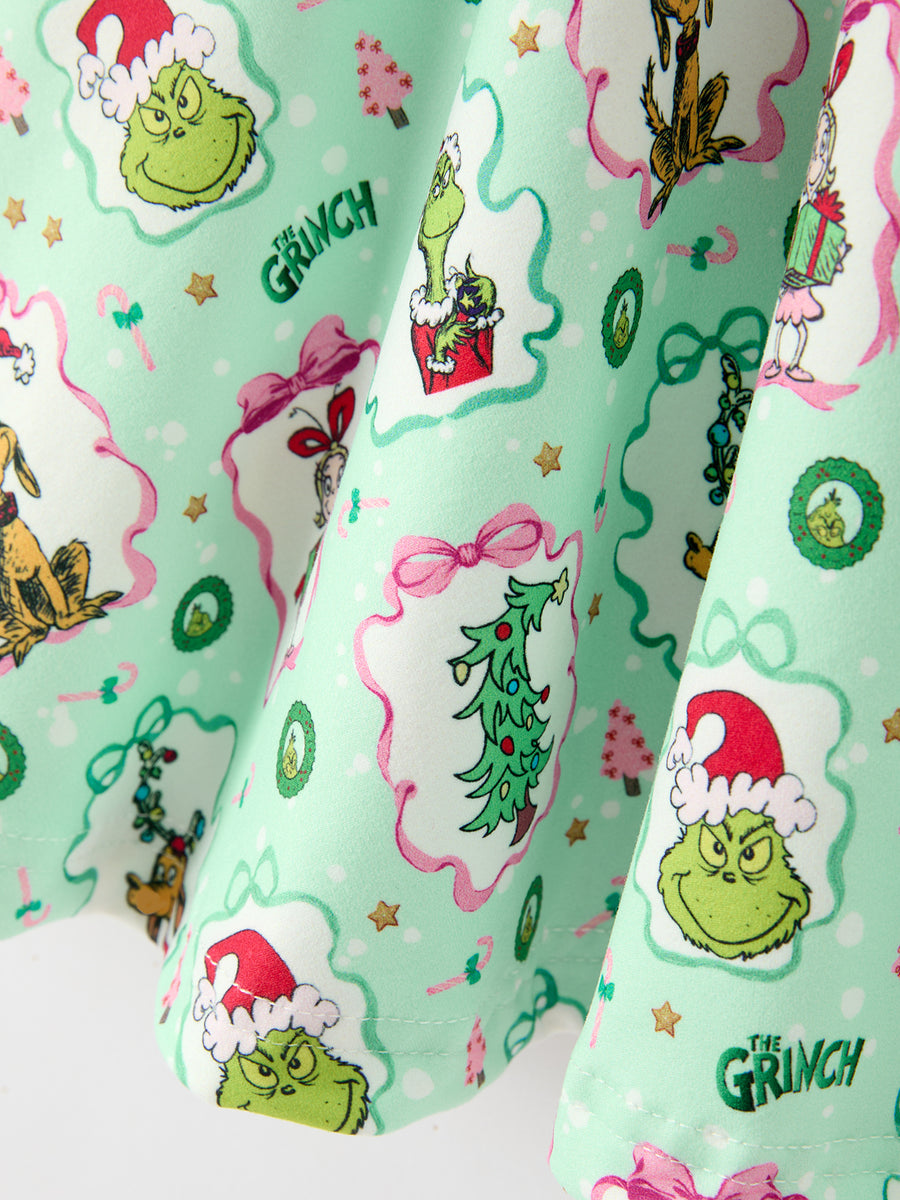 Christmas Mint Green Girls Long Sleeve Twirl Dress