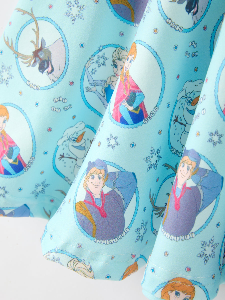 Girls Winter Portrait Print Long Sleeve Twirl Dress