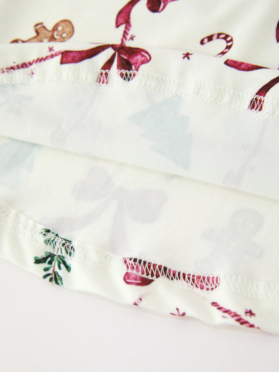 Christmas Bow and Gingerbread Print Girls Twirl Dress