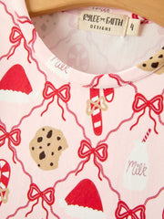 Christmas Cookie Candy Cane Girls Long Sleeve Twirl Dress
