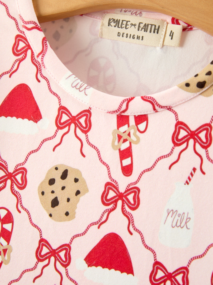 Christmas Cookie Candy Cane Girls Long Sleeve Twirl Dress