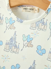Castle Balloon Print Girls Long Sleeve Twirl Dress