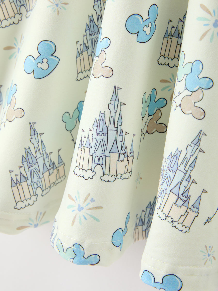 Castle Balloon Print Girls Long Sleeve Twirl Dress