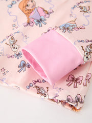 Girls Pink Bow Print Long Sleeve Pajama Set
