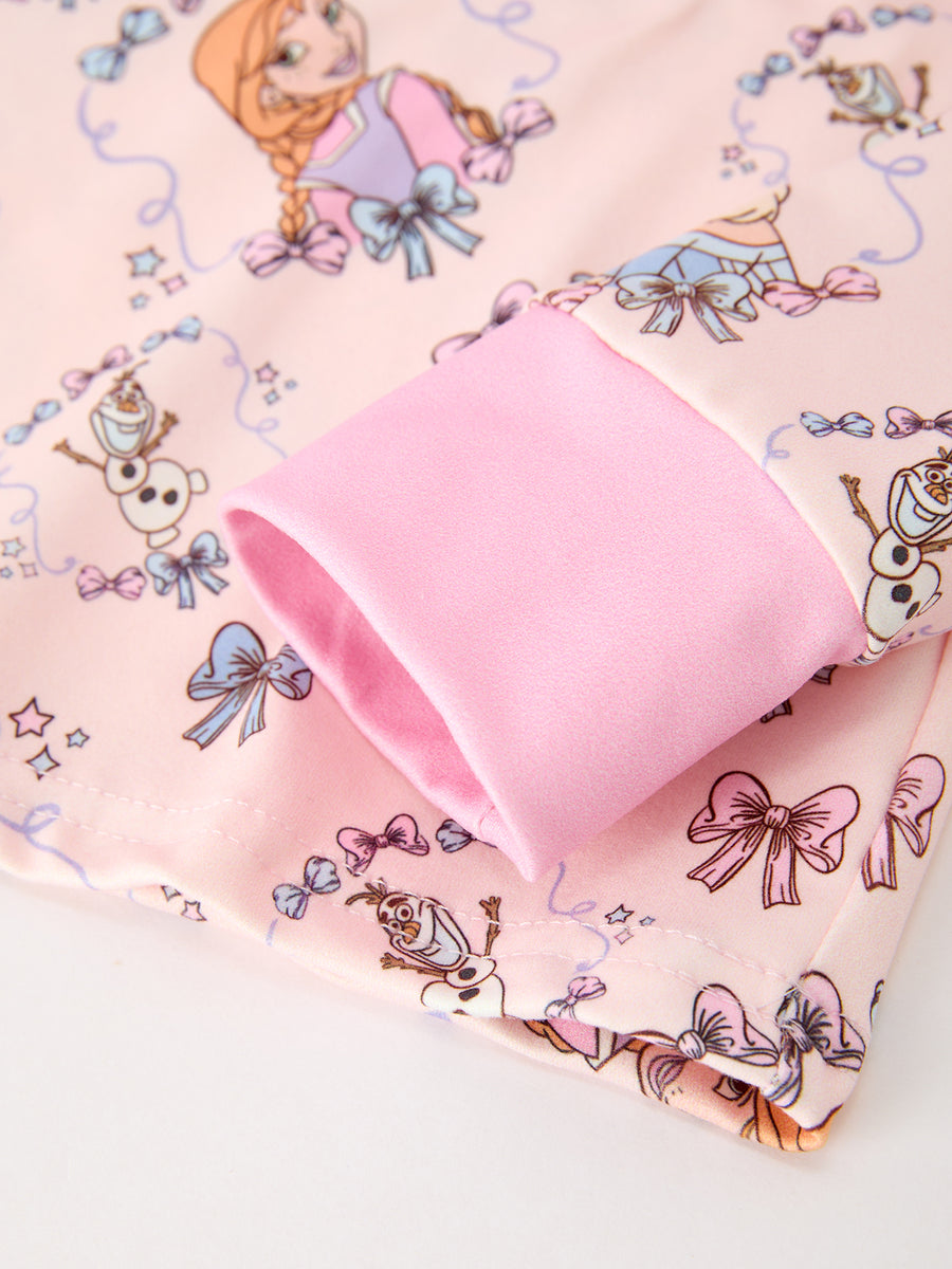 Girls Pink Bow Print Long Sleeve Pajama Set