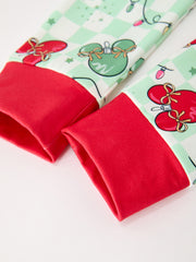 Christmas Ornament Plaid Girls Long Sleeve Pajama Set