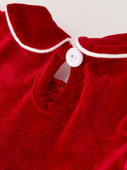 Christmas Velvet Baby Romper Smocked Embroidery Bow