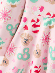 Girls Christmas Gingerbread Candy Cane Long Sleeve Twirl Dress