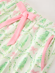 Mommy & Me Christmas Tree & Bow Print Girls Pajama Set